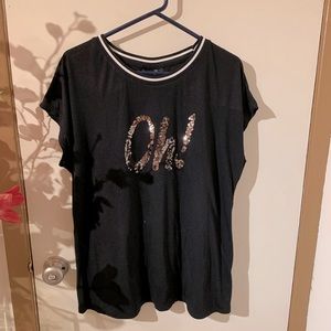 “I Jeans by Buffalo” Vintage “Oh” sequins shirt. Size XL.